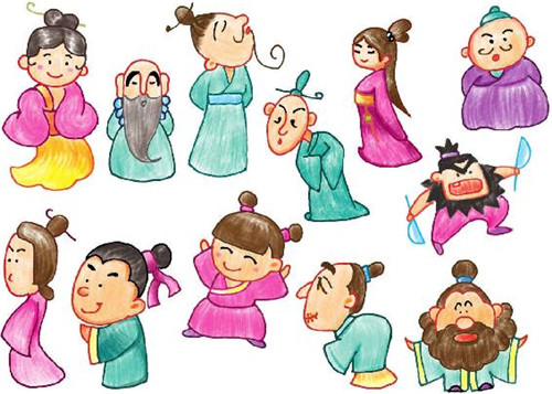 古代人物色鉛筆簡筆畫
