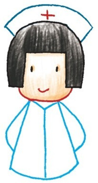上身，護(hù)士簡(jiǎn)筆畫畫法步驟三