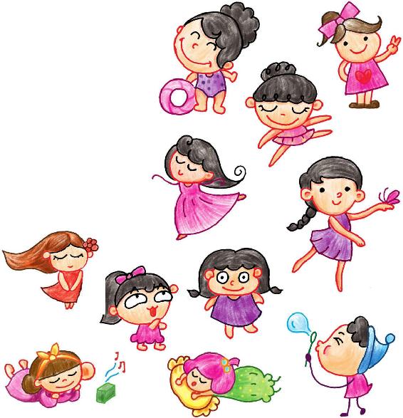 女孩色鉛筆簡(jiǎn)筆畫