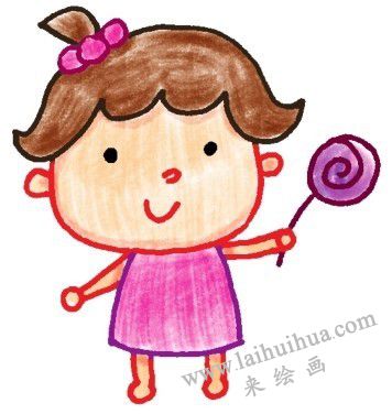 腿和棒棒糖，女孩簡(jiǎn)筆畫畫法步驟四