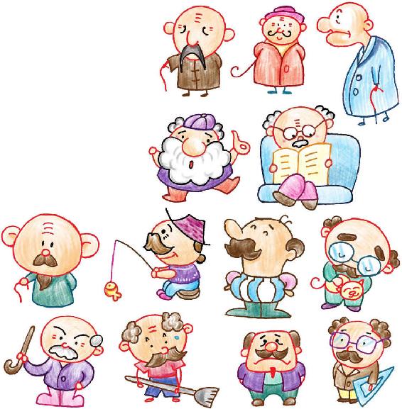 爺爺色鉛筆簡筆畫