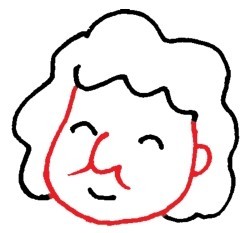 頭部，色鉛筆奶奶簡筆畫畫法步驟01
