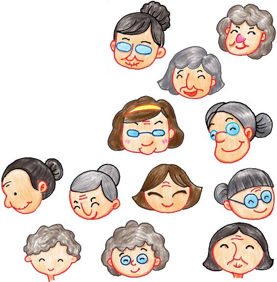 奶奶色鉛筆簡筆畫