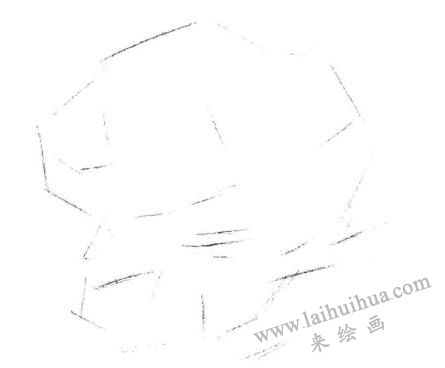 確定大小和位置，粉旭桃素描畫法步驟一