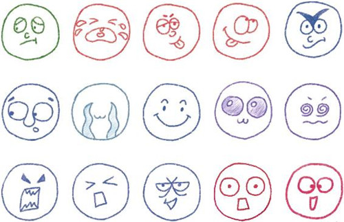 表情色鉛筆簡筆畫