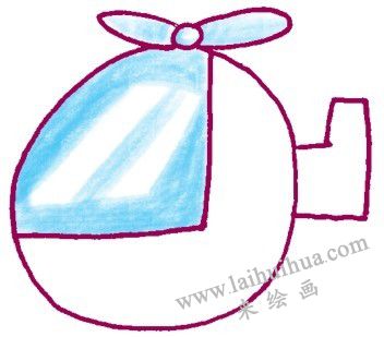 螺旋槳，直升機(jī)色鉛筆簡筆畫畫法步驟三
