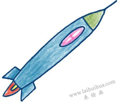 尾翼，戰(zhàn)斗機(jī)色鉛筆簡(jiǎn)筆畫畫法步驟三