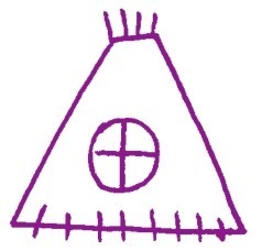 三角形屋頂和窗戶，茅草屋色鉛筆簡(jiǎn)筆畫(huà)畫(huà)法步驟一