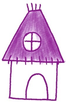門(mén)，茅草屋色鉛筆簡(jiǎn)筆畫(huà)畫(huà)法步驟二