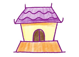 寺廟色鉛筆簡筆畫