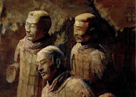 秦始皇和兵馬俑油畫