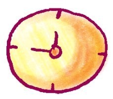表針，鬧鐘色鉛筆簡筆畫畫法步驟二