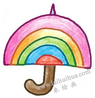 傘的色鉛筆簡筆畫畫法步驟三