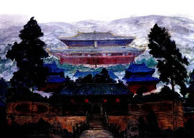 武當(dāng)山古建筑群油畫