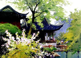 蘇州古典園林油畫