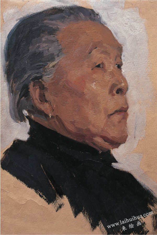 李奶奶像，布面油畫