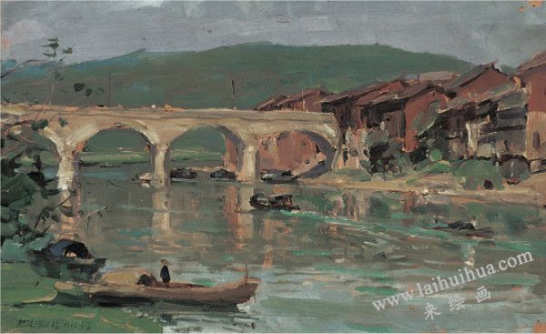 醴陵淥江橋　紙上油畫