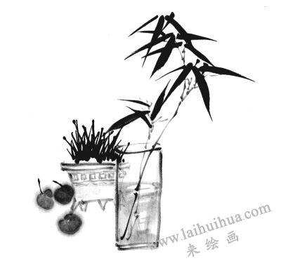 國畫竹子畫法步驟三：果子