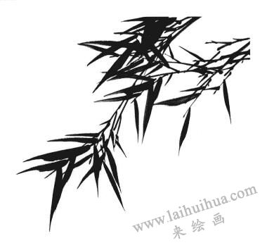 國畫竹子畫法步驟一：竹葉