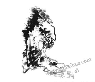 國畫竹子畫法步驟一：山石