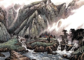《云涌群峰溪谷秀》山水畫(huà)