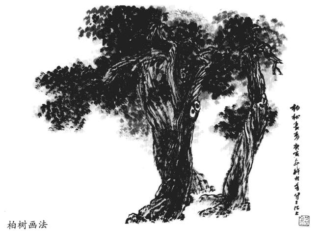 柏樹的山水畫畫法