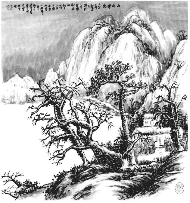 雪景樹畫法
