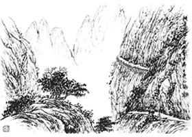 山水畫(huà)棧道的畫(huà)法