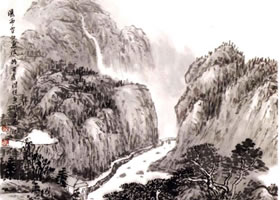 山水畫(huà)泉瀑的空白畫(huà)法