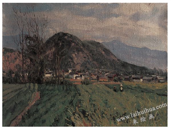 綠色田野　布面油畫