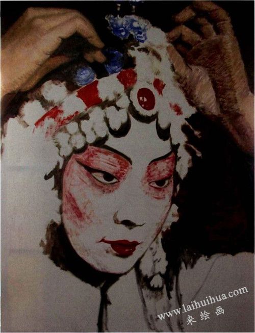 梅蘭芳頭像油畫作畫步驟四