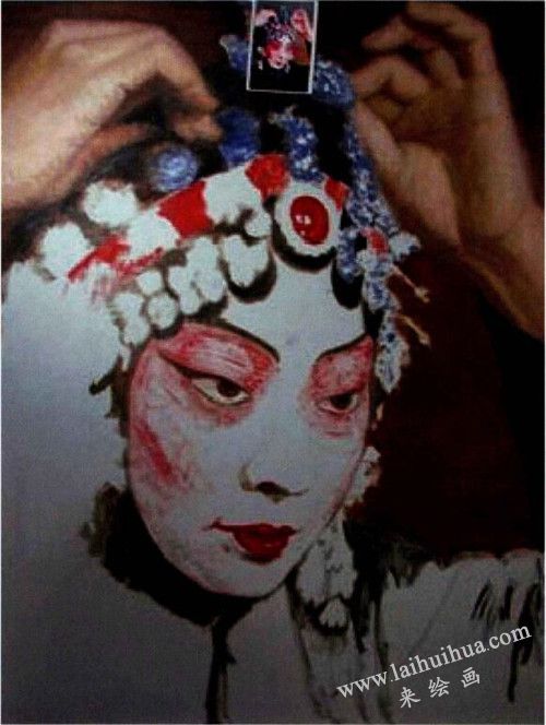 梅蘭芳頭像油畫作畫步驟六