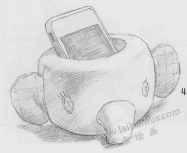 大象玩偶手機(jī)托素描畫法步驟04