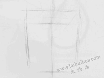 玻璃杯素描畫法步驟01