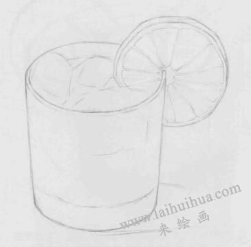 玻璃杯素描畫法步驟04