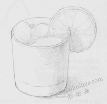 玻璃杯素描畫法步驟05