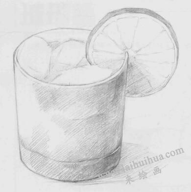 玻璃杯素描畫法步驟06