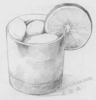 玻璃杯素描畫法步驟07