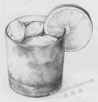 玻璃杯素描畫法步驟10