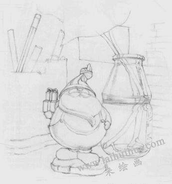 書桌一角素描畫法步驟03