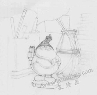 書桌一角素描畫法步驟04