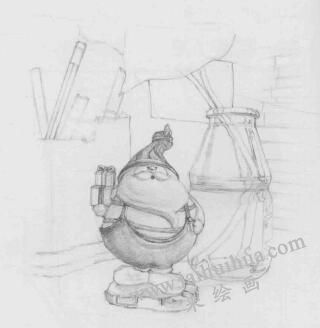 書桌一角素描畫法步驟05