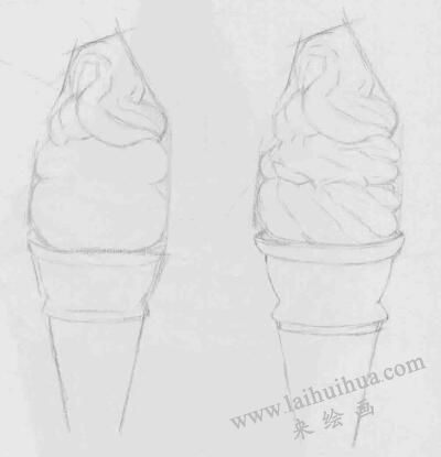 冰激凌素描畫法步驟02