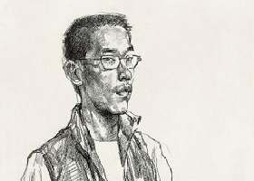 《戴眼鏡的男生》素描畫