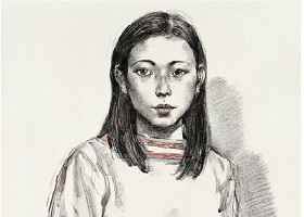 《女學生》素描畫