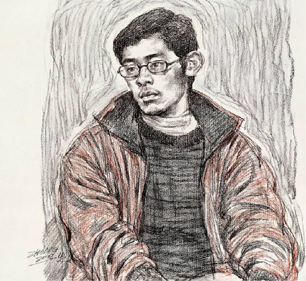 《裝潢班的學(xué)生》素描畫