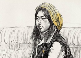 《北方女孩》素描畫