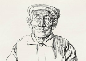 《小鎮(zhèn)老人》素描畫