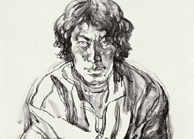 《藏族青年》素描畫