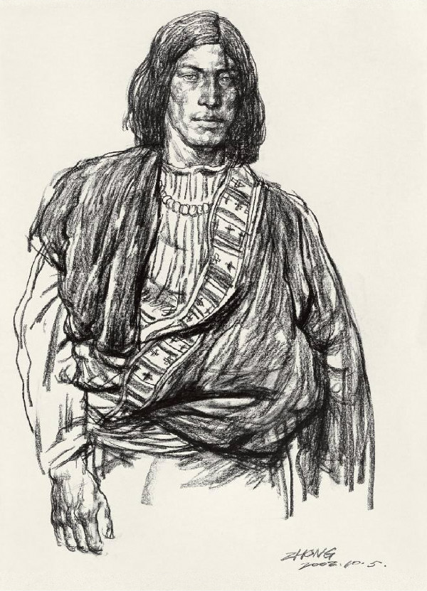 《高原牧民》素描畫(huà)